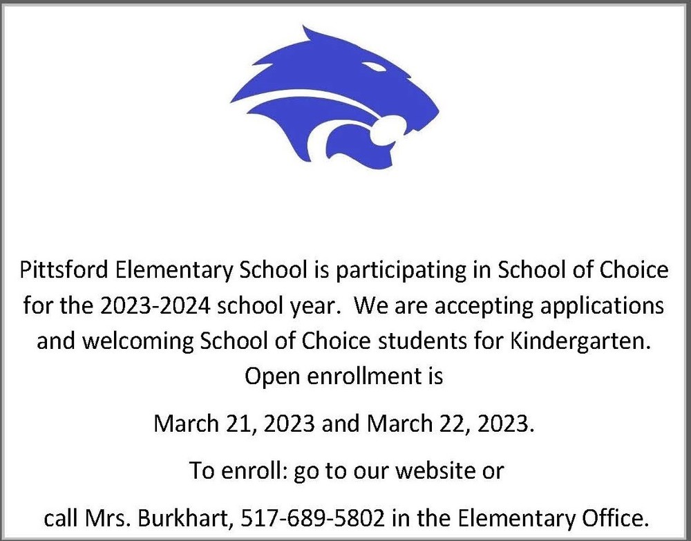 Pittsford School of Choice for Kindergarten Enrollment 